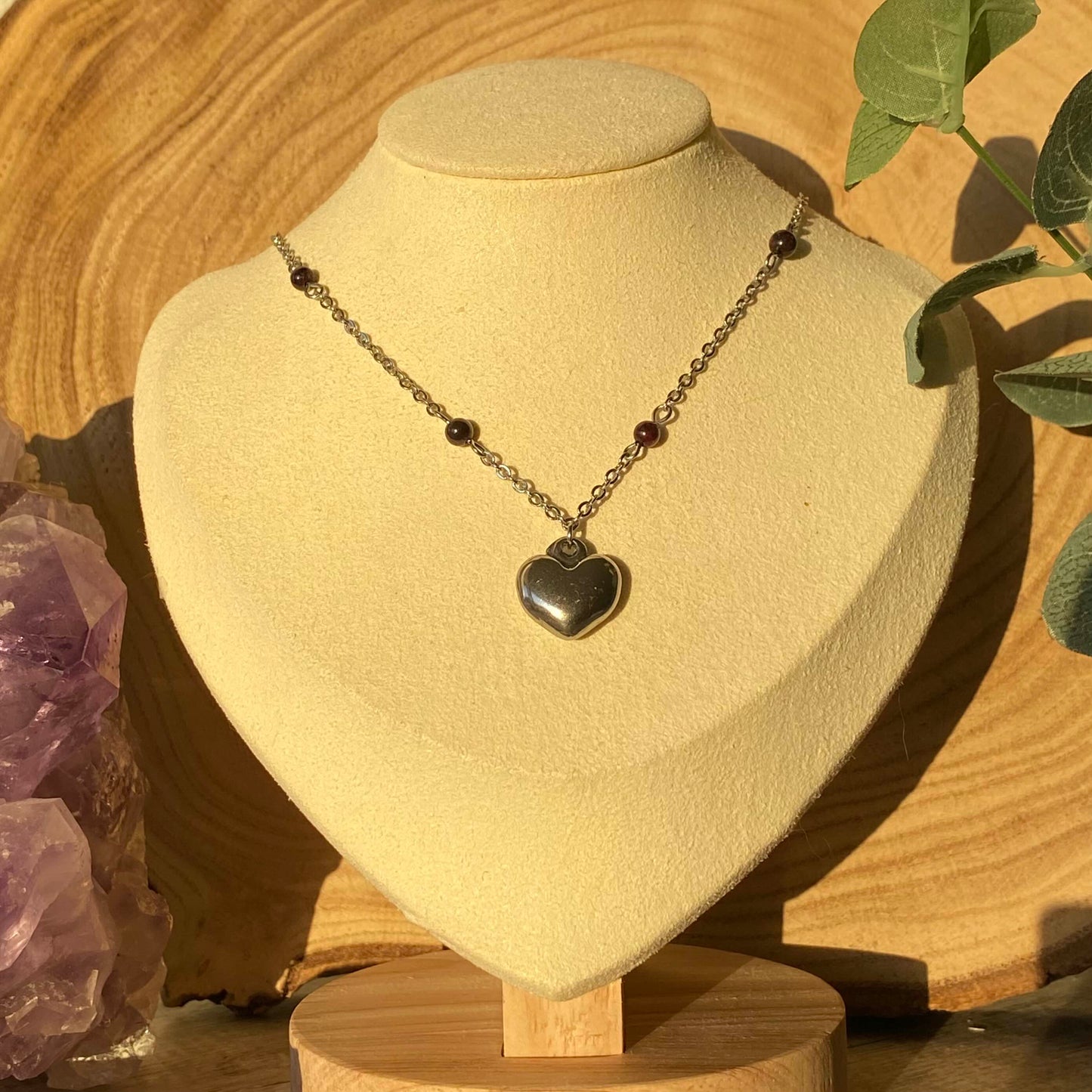 Collier Grenat Cœur - Rheamethyste
