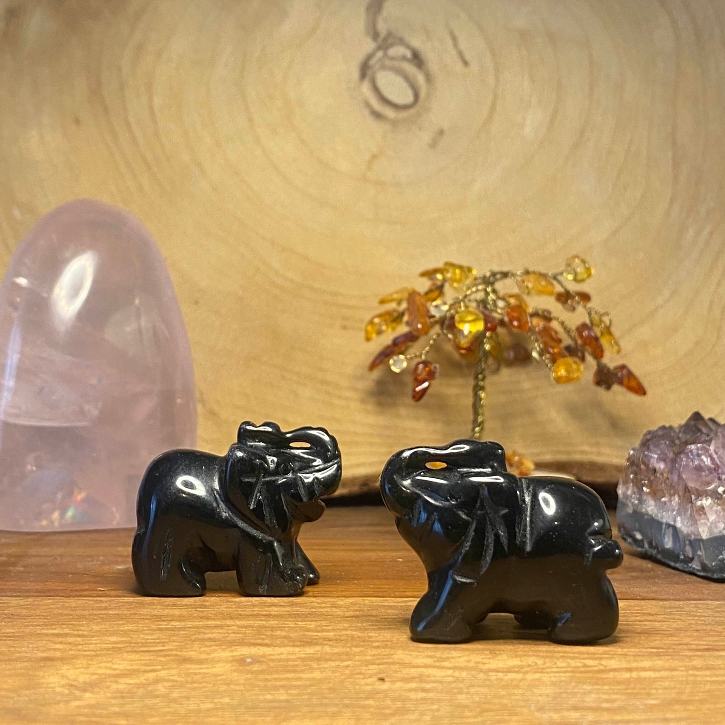 Eléphant en Obsidienne Noire