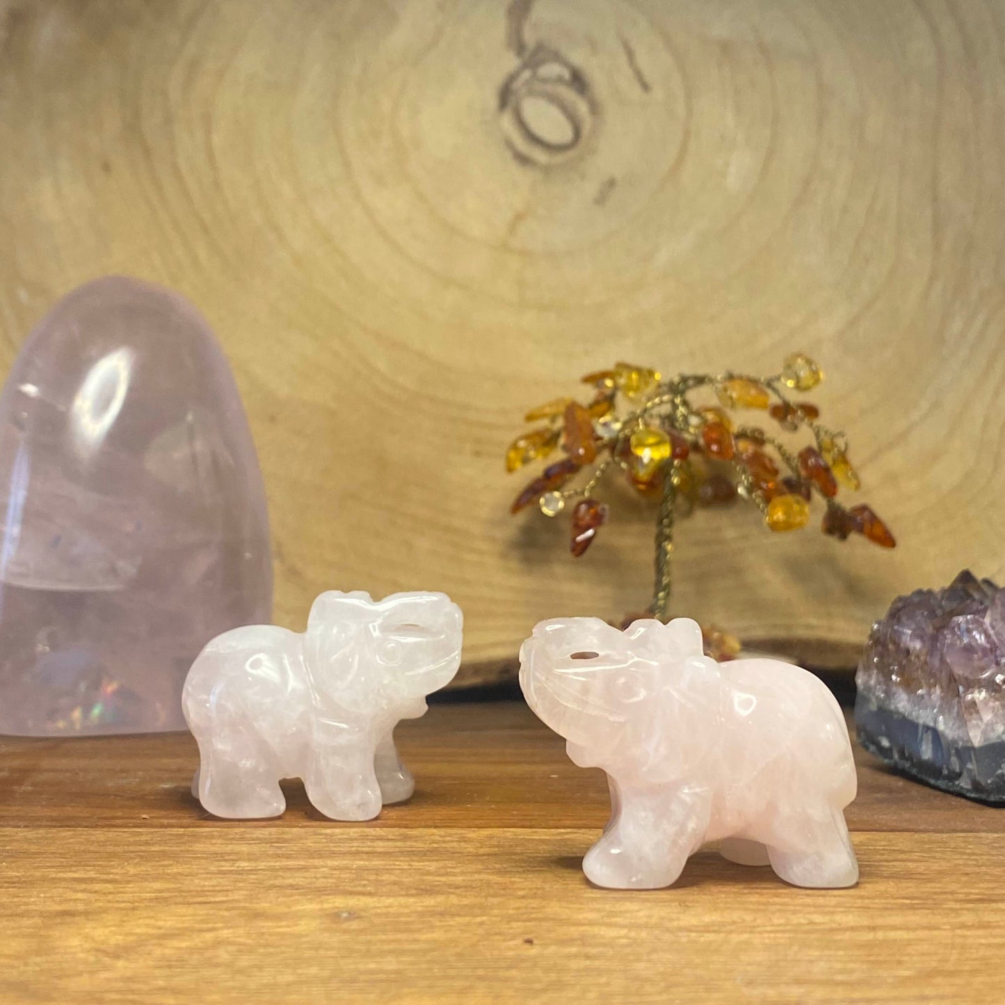 Éléphant en Quartz Rose