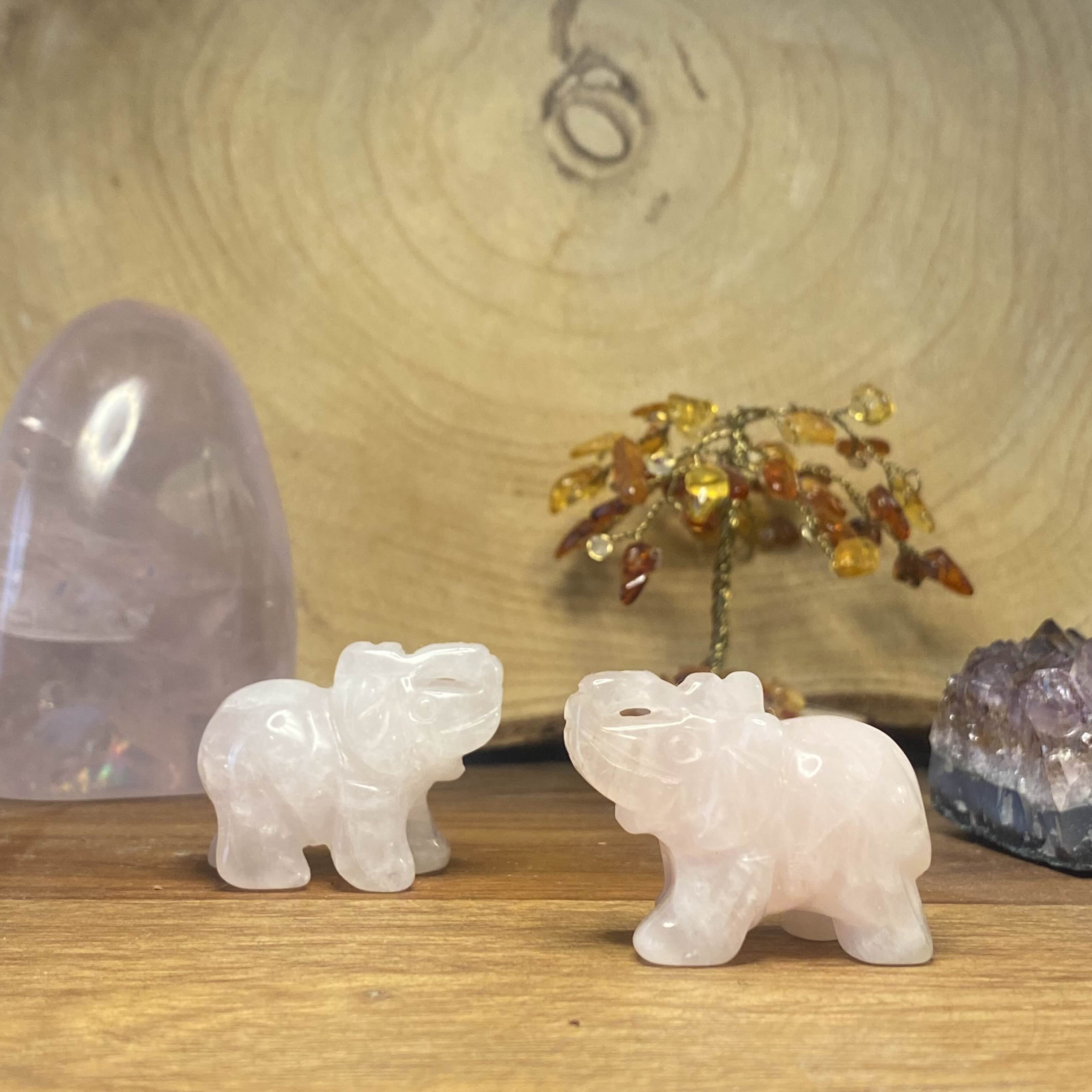 Éléphant en Quartz Rose