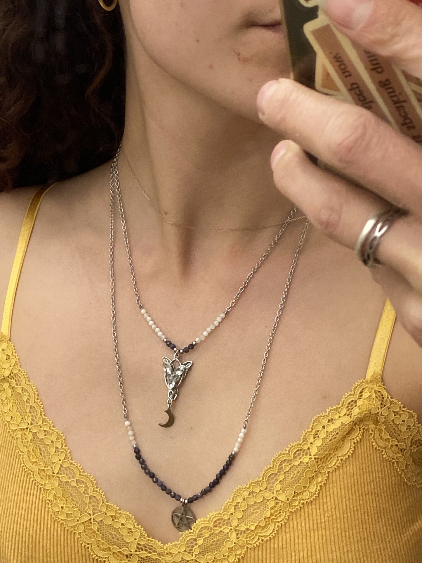 Collier Saphir et Pierre de Lune - Rheamethyste