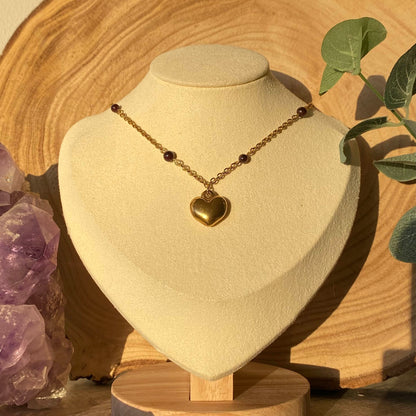 Collier Grenat Cœur - Rheamethyste