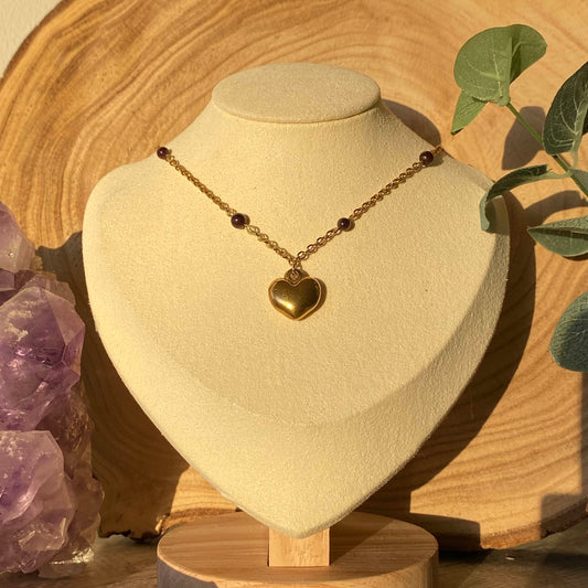 Collier Grenat Cœur - Rheamethyste