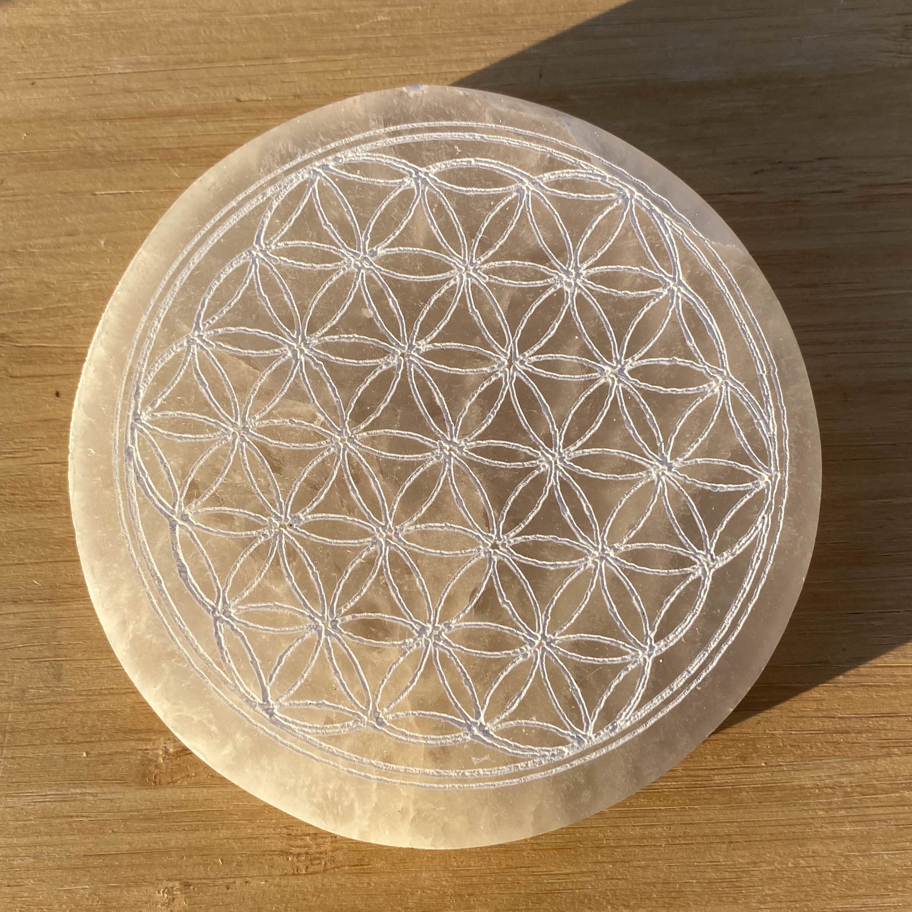 Fleur de Vie en Sélénite - Rheamethyste