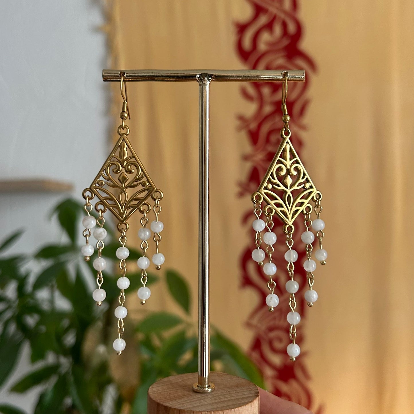 Boucles d'oreille Pierre de Lune - Rheamethyste